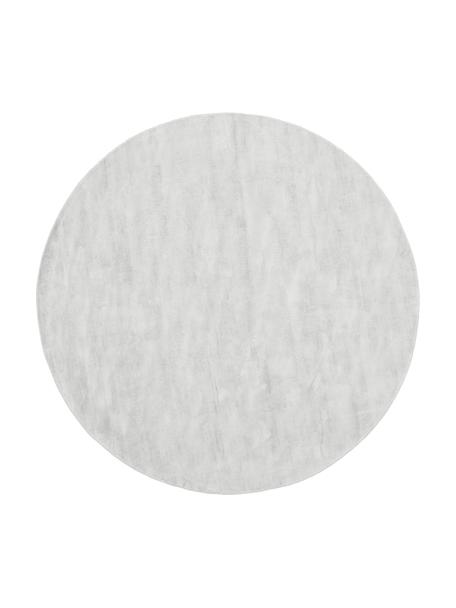 Alfombra redonda artesanal de viscosa Jane, Parte superior: 100% viscosa, Reverso: 100% algodón, Gris plata, Ø 120 cm (Tamaño S)