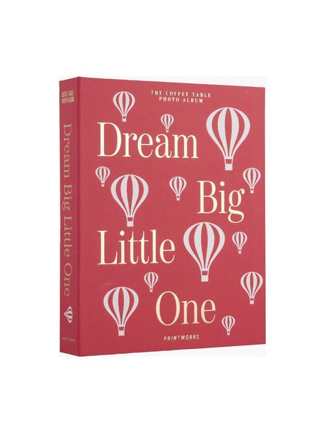 Fotoalbum Dream Big Little One, Bezug: Baumwollstoff, Graupappe, Rot, Weiss, Goldfarben, B 33 x H 27 cm