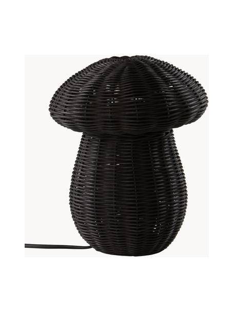 Kleine tafellamp Mush, Lamp: rotan, Zwart, Ø 20 x H 25 cm