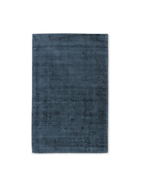 Tapis en viscose tissé main Jane, Bleu foncé, larg. 120 x long. 180 cm (taille S)