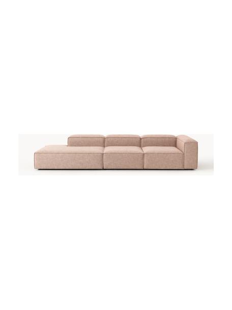 Modulaire XL chaise longue Lennon met linnenlook, Bekleding: 50% viscose, 25% linnen, , Frame: sparrenhout, multiplex, v, Poten: kunststof Dit product is , Linnenlook roestrood, B 357 x D 119 cm, armleuning rechts