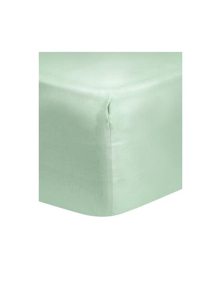 Lenzuolo con angoli in raso di cotone verde salvia Comfort, Verde salvia, Larg. 160 x Lung. 200 cm