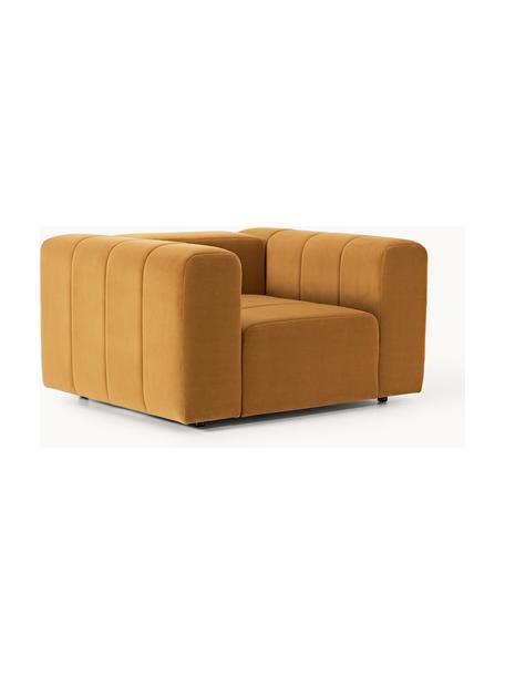 Fauteuil lounge en velours Lena, Velours ocre, larg. 133 x prof. 106 cm