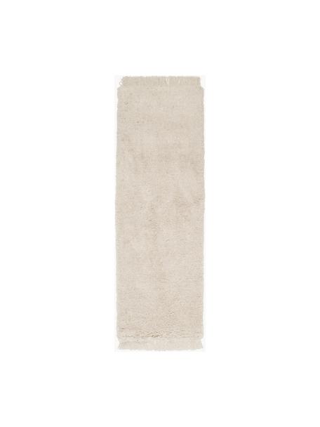 Tapis d'entrée moelleux poils longs à franges Dreamy, Beige, larg. 80 x long. 250 cm