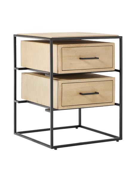 Comodino Lyle, Legno di mango chiaro, nero, Larg. 45 x Alt. 58 cm