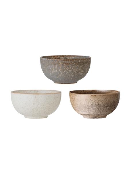 Cuencos artesanales Addison, 3 uds., Gres, Gris, beige, marrón, Ø 16 x Al 8 cm, 700 ml