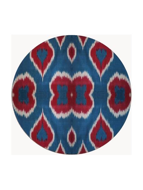 Assiette plate en porcelaine faite main Ikat, Porcelaine, Bleu, rouge rouille, blanc, Ø 28 cm