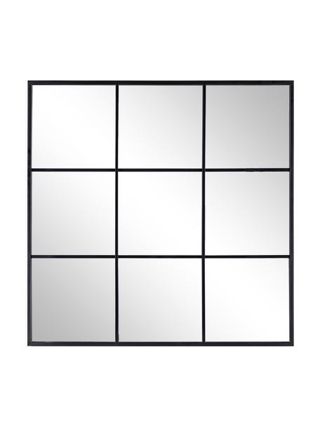 Wandspiegel Nucleos mit schwarzem Metallrahmen, Rahmen: Metall, beschichtet, Spiegelfläche: Spiegelglas, Schwarz, B 90 x H 90 cm