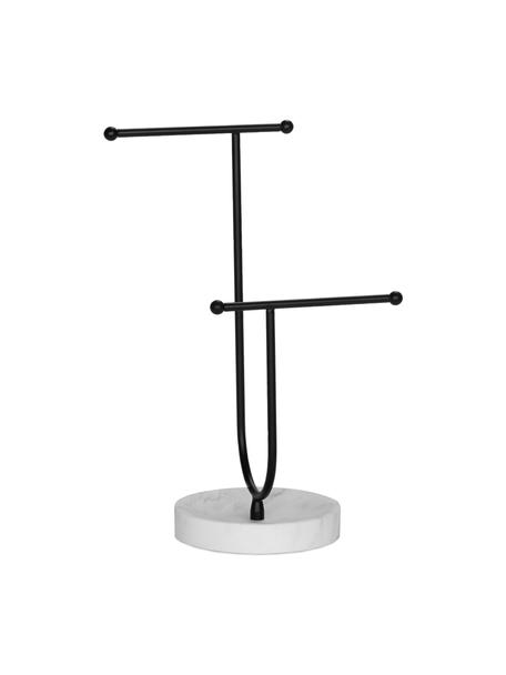 Schmuckhalter Jona in Marmor-Optik, Gestell: Metall, beschichtet, Sockel: Polyresin, Schwarz, Weiß, marmoriert, B 20 x H 30 cm