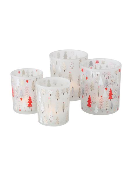 Waxinelichthoudersset Boma, 4-delig, Glas, Wit, rood, grijs, Set met verschillende formaten