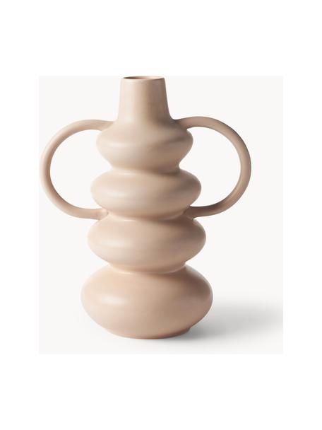 Vase design de forme organique Luvi, haut. 35 cm, Grès cérame, Beige, Ø 6 x haut. 35 cm