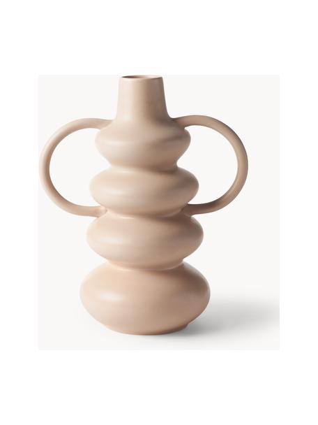 Vase design de forme organique Luvi, Grès cérame, Beige, Ø 6 x haut. 35 cm