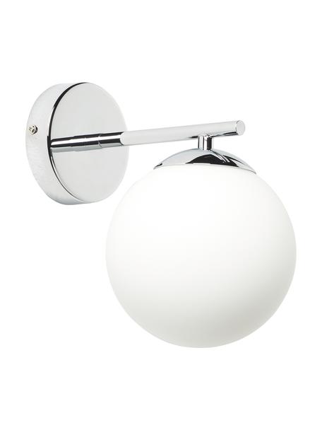 Applique murale boule en verre opalescent Atlanta, Blanc, couleur chrome, Ø 15 x haut. 22 cm
