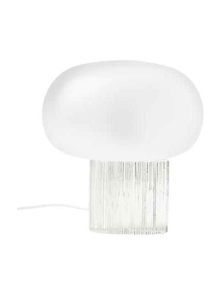 Lampada da tavolo in vetro Makoto, Paralume: vetro opale, Base della lampada: vetro, Bianco, semi-trasparente, Ø 28 x Alt. 30 cm