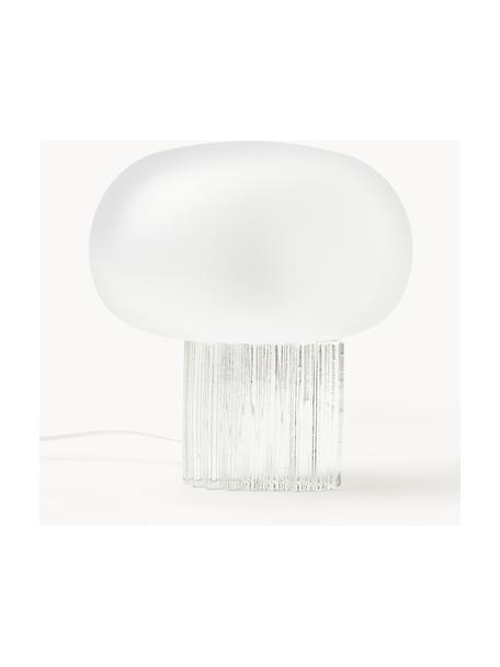 Tischlampe Makoto aus Glas, Lampenschirm: Opalglas, Lampenfuß: Glas, Weiß, Semi-Transparent, Ø 28 x H 30 cm