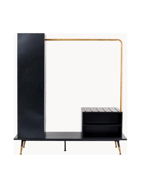 Armadio a giorno con cassettiera La Gomera, Maniglie: metallo rivestito, Nero, dorato, Larg. 170 x Alt. 180 cm