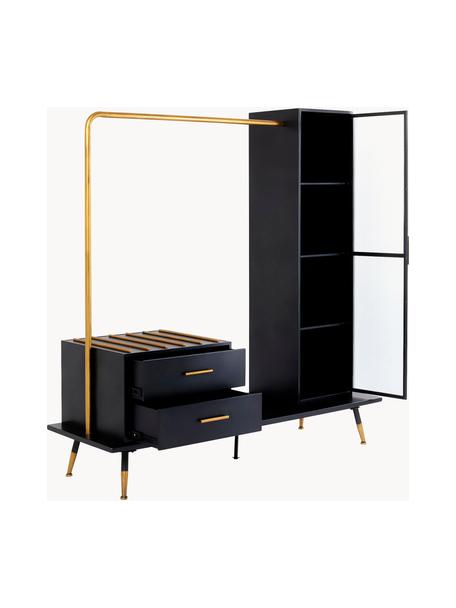Open kledingkast La Gomera, Frame: MDF, Zwart, goudkleurig, B 170 x H 180 cm