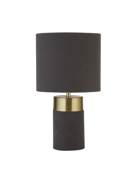 Lámpara de mesa pequeña de terciopelo Loko, Pantalla: terciopelo, Gris topo, dorado, Ø 18 x Al 33 cm