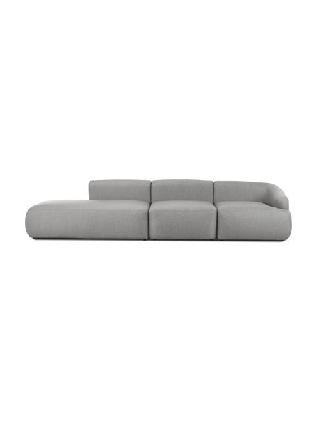 Szezlong modułowy Sofia, Tapicerka: 100% polipropylen Dzięki , Stelaż: lite drewno sosnowe, płyt, Nogi: tworzywo sztuczne, Szara tkanina, S 340 x G 95 cm, oparcie prawostronne