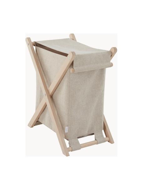 Wasmand Vik met eikenhouten frame, B 35 cm, Frame: eikenhout, Beige, helder hout, B 35 x H 50 cm