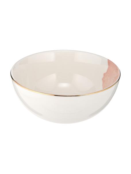 Porcelánová miska na müsli s abstraktním vzorem a se zlatým okrajem Rosie, 2 ks, Porcelán, Bílá, růžová, Ø 15 cm, V 6 cm