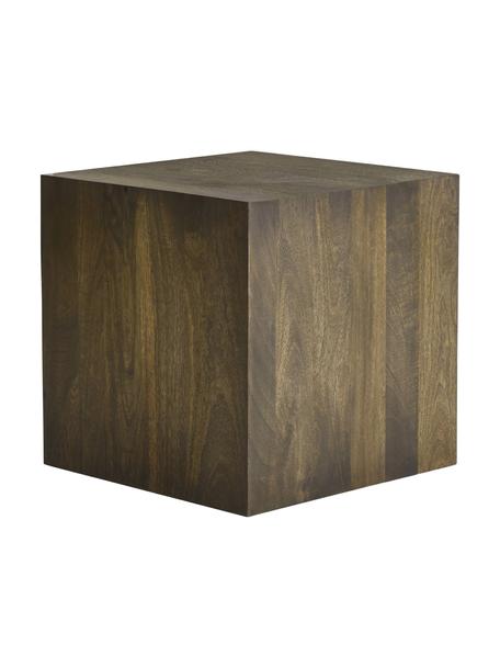 Stolik pomocniczy z drewna naturalnego Box, Drewno mangowe, płyta pilśniowa średniej gęstości (MDF), Ciemny brązowy, S 40 x W 40 cm