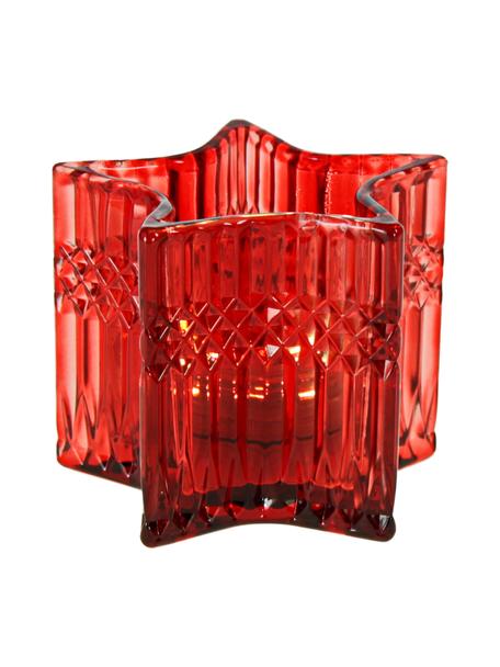 Portavelas Gaviolla, Vidrio, Rojo, transparente, Ø 10 x Al 8 cm