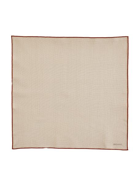 Bavlněné ubrousky Organic, 2 ks, 100 % bavlna, Krémově bílá, červená, Š 8 cm, D 18 cm