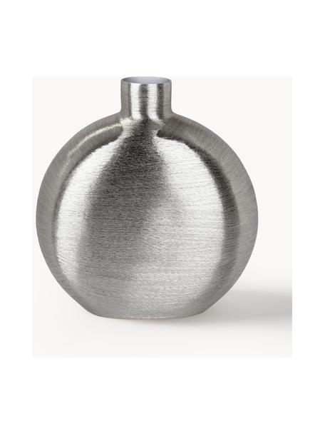 Handgefertigte Vase Botero, H 38 cm, Aluminium, beschichtet, Silberfarben, B 37 x H 38 cm