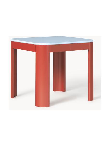 Mesa de comedor extensible Samos, tamaños diferentes, Tablero: tablero de fibra de densi, Patas: madera de haya maciza, Azul claro, rojo, An 80/120 x F 80 cm