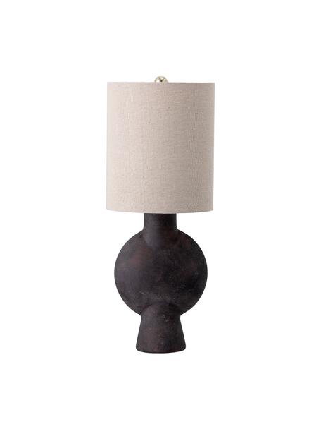 Lámpara de mesa grande de lino Sergio, estilo vintage, Pantalla: lino, Cable: plástico, Beige, marrón-negro, Ø 21 x Al 55 cm