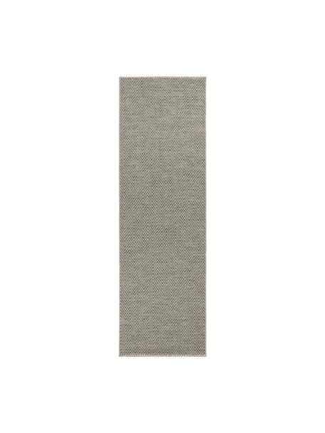Passatoia da interno-esterno con un sottile motivo a zigzag Nature, 100% polipropilene, Grigio, antracite, Larg. 80 x Lung. 250 cm