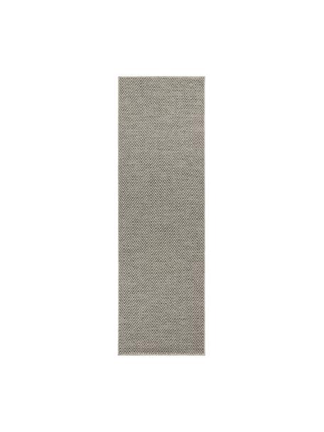 Passatoia da interno-esterno con un sottile motivo a zigzag Nature, 100% polipropilene, Grigio, antracite, Larg. 80 x Lung. 250 cm