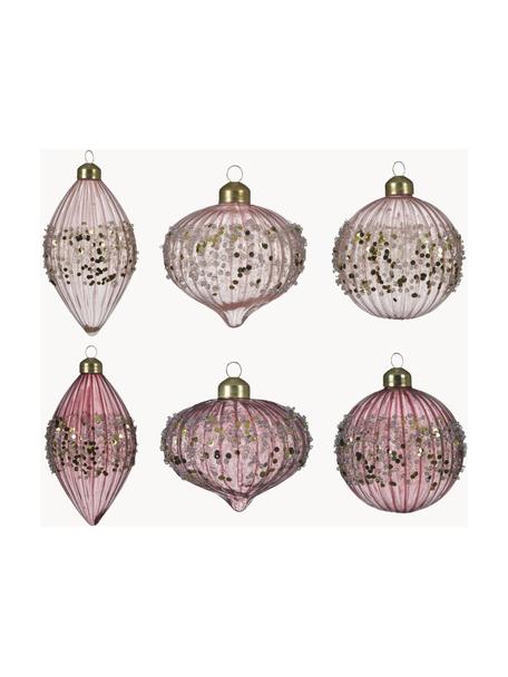 Bolas de Navidad Rosalin Ø 8 cm, 6 uds., Rosa, dorado, Ø 8 cm