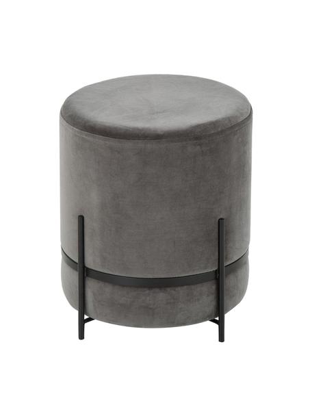 Pouf in velluto Haven, Rivestimento: velluto di cotone, Velluto grigio, nero, Ø 38 x Alt. 45 cm