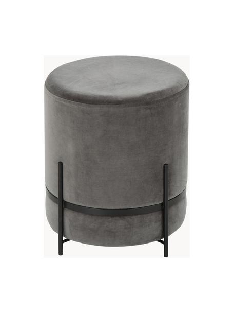 Pouf in velluto Haven, Rivestimento: velluto di cotone, Velluto grigio, nero, Ø 38 x Alt. 45 cm