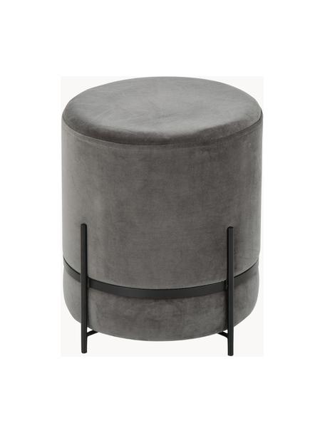 Tabouret en velours Haven, Velours gris, noir, ∅ 38 x haut. 45 cm