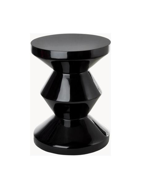 Kulatý odkládací stolek Zig Zag, Lakovaná umělá hmota, Černá, Ø 36 cm, V 46 cm
