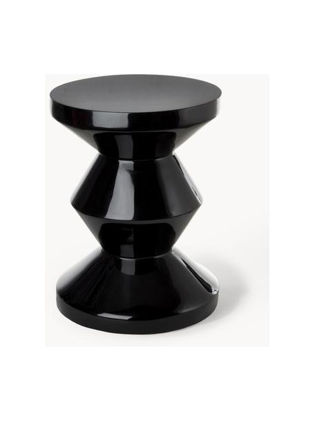 Tavolino rotondo Zig Zag, Plastica laccata, Nero, Ø 36 x Alt. 46 cm