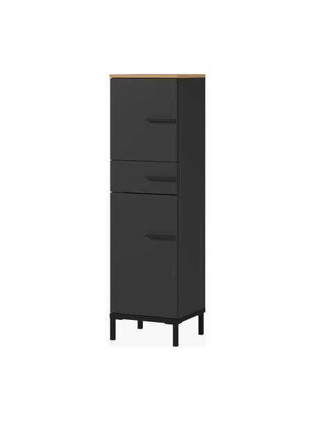 Rangement de salle de bain Elisa, larg. 34 cm, Anthracite, bois clair, larg. 34 x haut. 123 cm