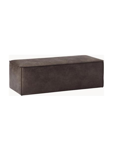 Banco tapizado en cuero reciclado Sanja, Tapizado: 70% cuero, 30% poliéster , Estructura: madera de pino, madera co, Patas: plástico Este producto es, Cuero gris pardo, An 122 x F 54 cm