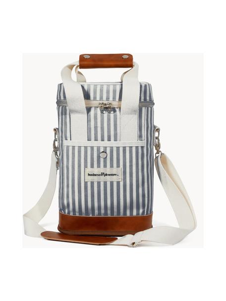 Kühltasche Retro, 50 % Baumwolle, 25 % Polyester, 25 % PVC, Graublau, Weiss, B 20 x H 33 cm