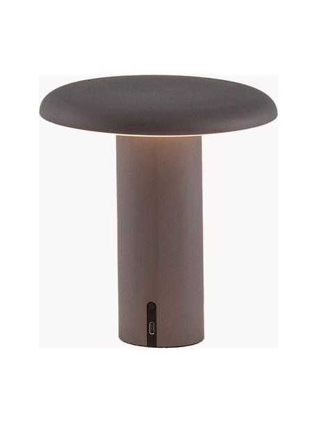 Malá prenosná stolová LED lampa Takku, stmievateľná, Potiahnutý kov, Sivobéžová, Š 18 x V 19 cm