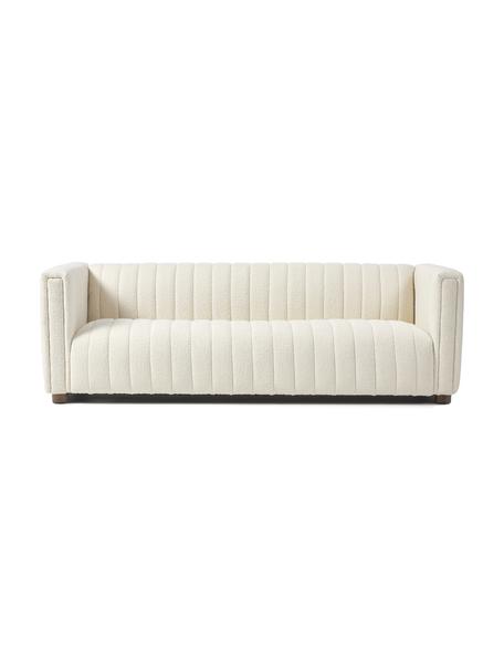 Sofa bouclé z drewnianymi nogami Antonio (3-osobowa), Tapicerka: bouclé (100% poliester) D, Stelaż: lite drewno, sklejka, Nogi: drewno dębowe, Kremowobiały bouclé, S 217 x W 71 cm
