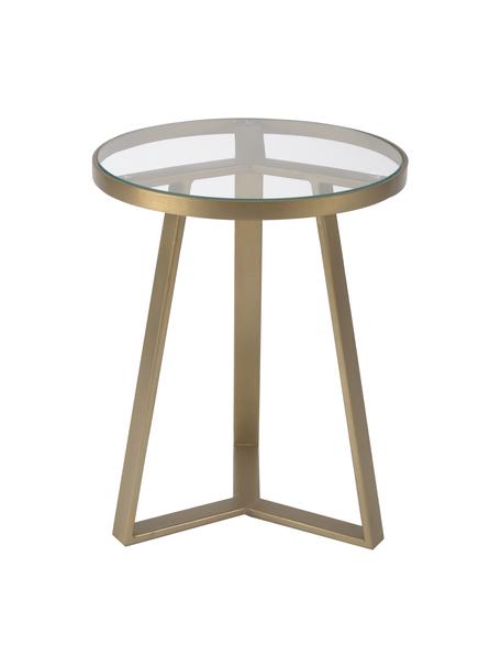 Table d'appoint plateau en verre Fortunata, Transparent, couleur dorée, Ø 40 x haut. 51 cm