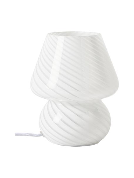 Lampa stołowa ze szkła opalowego Lareina, Biały, Ø 15 x W 19 cm