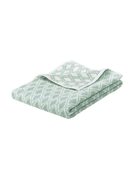 Asciugamano reversibile con motivo grafico Ava, 100% cotone,
qualità media 550 g/m², Verde menta, bianco crema, Asciugamano per ospiti, Larg. 30 x Lung. 50 cm, 2 pz.