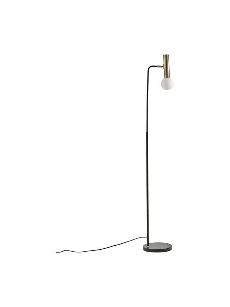 Leeslamp Wilson met glazen lampenkap, Lampvoet: gepoedercoat metaal, Fitting: vermessingd metaal, Lampenkap: glas, Zwart, 28 x 151 cm