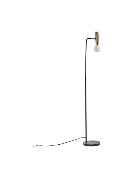 Lámpara de lectura LED Wilson, Pantalla: vidrio, Cable: cubierto en tela, Negro, latón, An 28 x Al 151 cm