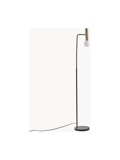 Lámpara de lectura LED Wilson, Pantalla: vidrio, Cable: cubierto en tela, Negro, latón, An 28 x Al 151 cm